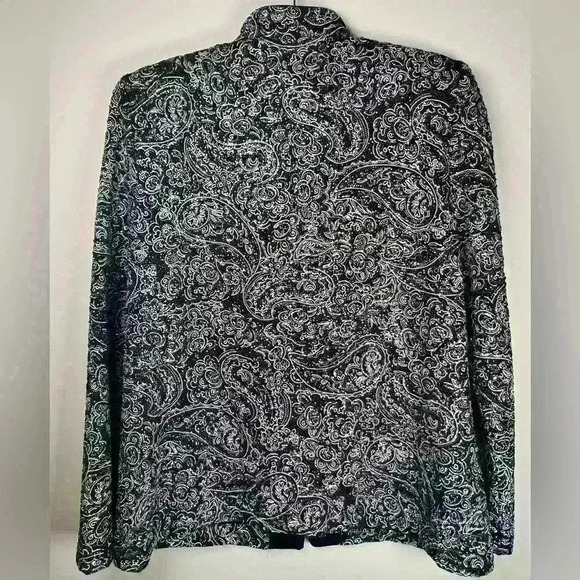 Alex Evenings | Black Embellished Zip Front Formal Jacket Women’s Size Medium - Picture 6 of 11